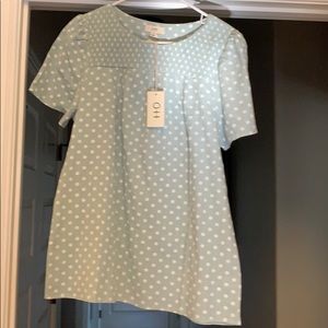 Mint green with polka dots top